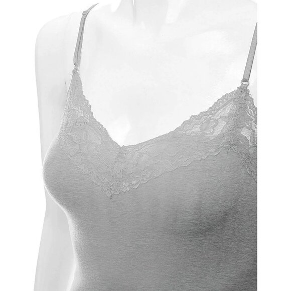 Bozzolo Women's Gray Lace Trim Stretchy Tunic Camisole Tank Top - Picture 3 of 6